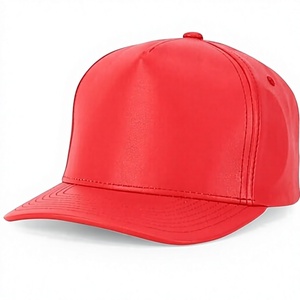 Wholesale <b>Plain</b> Pink Leather Baseball <b>Cap</b> Custom Embossed Logo Promotional Leather Hat Bulk Snapback <b>Cap</b> - Product Image 1