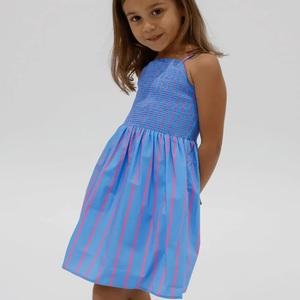 Abito Estivo da Spiaggia Traspirante ed Ecologico con Spalline e Linea ad A, in Cotone a Righe per Bambine e Ragazze, ODM - Product Image 1