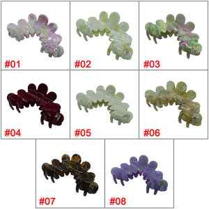 مشابك شعر نسائية جديدة من الأسيتات على شكل بتلات زهور، مشابك شعر معدنية أنيقة وملونة بشعار، إكسسوار شعر كبير الحجم للفتيات - Product Image 5