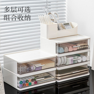 Desktop Storage <b>Box</b> For Cosmetics <b>Makeup</b> Brushes Drawer Style Multi Layer Organizer With Transparent Drawers Stackable Cabinet - Product Image 2