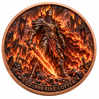 Pièce de monnaie d'imitation en cuivre pur 999 de 1 oz, électroplaquée, série Halloween, flamboyante, en relief 3D, couleur UV, artisanat métallique