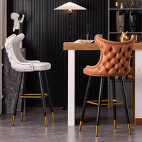Tabouret de bar réglable de luxe américain, style moderne et minimaliste, en acier inoxydable, dossier haut, pour comptoir, bar à domicile, cuisine, extérieur