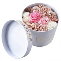Boîte cadeau ronde de luxe pour fleurs, emballage en papier avec logo personnalisé imprimé, pour rose éternelle, mariage, cadeau fête des mères