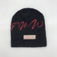 Unisex Winter Beanie Hoed Met Custom Logo Mohair Buiten Geweven Label Stripfiguur Afdrukken Houden Warme Beeldstijl