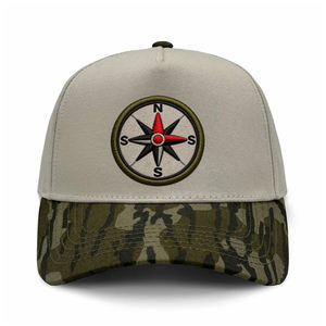 Gorra de Béisbol de Camuflaje Beige Liso y Madera de Roble Musgoso al por Mayor, Gorra de Béisbol Vintage Bicolor 100% Algodón Beige - Product Image 1