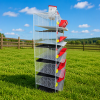 Cages à cailles et perdrix multicouches 3D surélevées avec système d'abreuvement automatique, mangeoire automatique et bac de collecte des excréments pour volailles