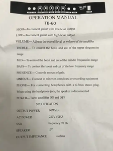 <span class=keywords><strong>China</strong></span> fabriek 60 Watt luidspreker basgitaarversterker - Product Image 2