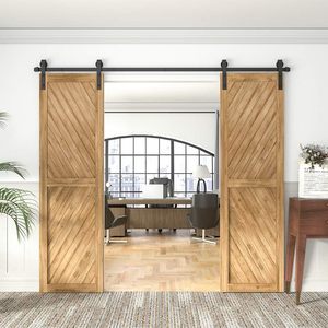<span class=keywords><strong>Kit</strong></span> de quincaillerie pour <span class=keywords><strong>porte</strong></span> de grange en forme de J en acier au carbone noir robuste de 16 pieds - Product Image 4