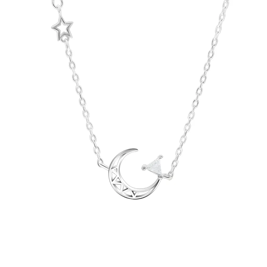 Изящное ожерелье полумесяц Луна и звезда кулон серебро 925 пробы ожерелье