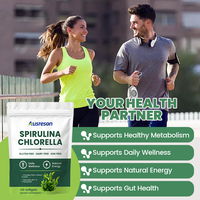 Complément alimentaire OEM de spiruline et chlorelle bio, riche en protéines végétales, chlorophylle, spiruline, chlorelle en gélules pour le bien-être quotidien