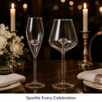 26cm Glazen Champagnefluiten Set met heldere, sprankelende diamanten kristallen decoratie, bruiloft cadeau, feest, bar, thuis