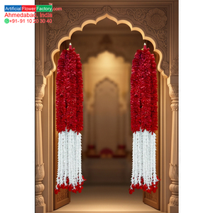 Artificial Red and <b>White</b> Flower Garland Decorative <b>Hanging</b> Floral Mala for Wedding Festival Temple Event Decoration - Product Image 5
