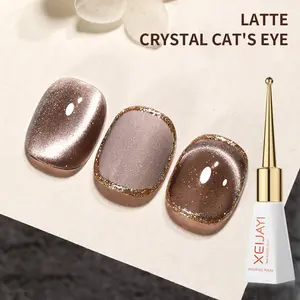 Brown Crystal Cat Eye Magnetism Gel Semi Permanent Soak Off UV Crystal Magnetic Gel Polish For Nail Art DIY Manicure