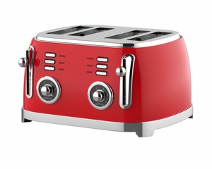 BESTONE 4-Slice <b>Toaster</b> Red Metal Housing With Defrost Reheat Cancel Function Mechanical Timer Household Use - Product Image 2