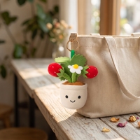Porte-clés en peluche en forme de plante en pot, mignon, fraise et orange, poupée fruit en peluche douce, breloque de sac, pendentif pour sac à dos, sac à main, cadeau