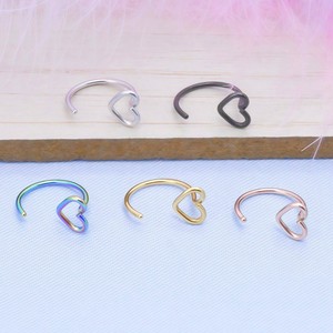 [Gorgeousxx] Anneau de <span class=keywords><strong>nez</strong></span> en forme de cœur creux pour femmes, piercing de <span class=keywords><strong>nez</strong></span> en acier inoxydable, bijoux - Product Image 2