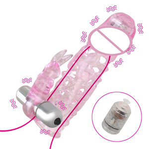 Caja personalizada gratis-Herramientas de productos para adultos <span class=keywords><strong>Condones</strong></span> de silicona reutilizables Vibradores dobles Condón Agrandar el pene Malet Cock Sleeve - Product Image 1