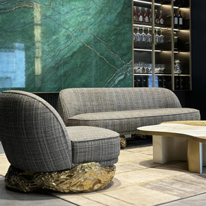 <span class=keywords><strong>Canapé</strong></span> italien de luxe de designer, salon moderne de villa, tissu en velours, base en laiton, <span class=keywords><strong>canapé</strong></span> sectionnel incurvé en cuir - Product Image 5