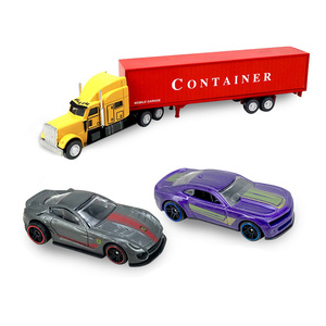 Jinming <strong>Best</strong> Selling Die Cast Truck Alloy Metal Free Wheel <strong>Car</strong> Toy with 2 Small <strong>Cars</strong> Container Truck Toy <strong>Set</strong> - Product Image 1