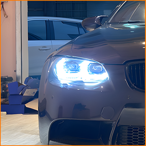 Faros Delanteros LED de Dos Tonos Estilo Competición para <span class=keywords><strong>BMW</strong></span> E92 E93 M3 <span class=keywords><strong>2007</strong></span>-2010, Carcasa Negra, Franja Láser Azul, Ojos de Ángel DRL - Product Image 3