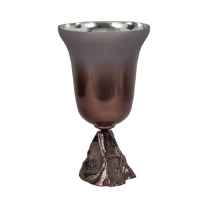 Vaso in Vetro Bicolore a Forma di Calice con Base Scultorea, Vaso Decorativo Moderno per Soggiorno - Product Image 3
