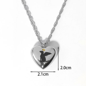 Kalung besi tahan karat antik kalung liontin kremasi hati perhiasan kenang-kenangan hewan peliharaan anjing - Product Image 1