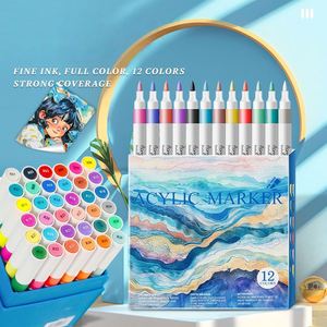 Ensemble de marqueurs à peinture acrylique professionnels, 12 couleurs à base d'eau pour peindre sur toutes les surfaces - Product Image 3