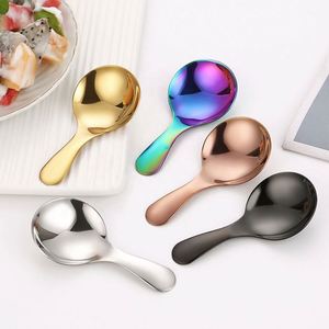 Cuchara de Postre de Acero Inoxidable 304 Plateada con Logotipo Personalizado, Mini Cuchara de Helado con Mango Corto para Fiestas, Té, Azúcar, Sal y Condimentos - Product Image 4