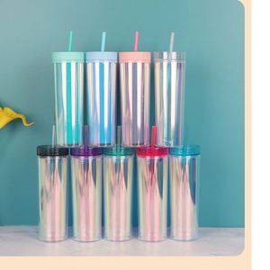 Custom 500Ml 16Oz Colorful Transparent Plastic Cup Stylish Home-Use Beverage Juice Cup for Women Water Tumbler Cup With Straw - Product Image 2