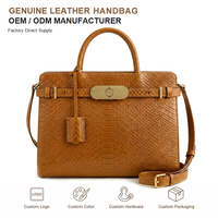Sac à main structuré en cuir véritable gaufré motif peau de serpent pour femme avec poignée supérieure, idéal pour les voyages d'affaires et le travail, personnalisable