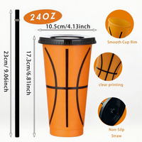 Bouteille d'eau de sport 24oz sur le thème du basketball – Écologique et réutilisable – Cadeau personnalisable pour fête de basketball
