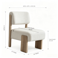 Fauteuil lounge moderne en bois de frêne massif avec coussin épais et tissu tressé, fauteuil d'appoint pour salon et hôtel, personnalisable OEM