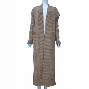 Nouvelle collection automne/hiver, style européen, cardigan en tricot à manches longues pour femmes, couleur unie, ample - Product Image 3