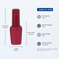 Flacon carré de vernis à ongles en gel de 12 ml, couleur personnalisée, rose, rectangulaire, vide, avec pinceau