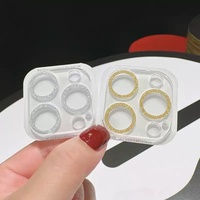 Film de protection d'objectif d'appareil photo 3D transparent en verre trempé 9H anti-rayures avec paillettes pour iPhone 17 18 16 15 Pro Max