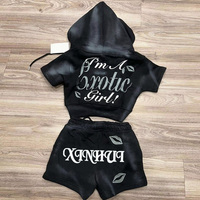 Ensemble survêtement personnalisé en coton à deux pièces avec fermeture éclair rose, haut court délavé à l'acide, jogging, sweat-shirt brodé et short pour femmes