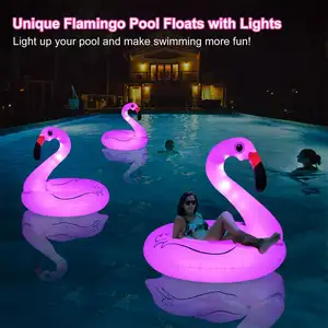 Customized Wholesale New Fashion Quality Heave-duty PVC Solar Flamingo Swimming Ring Inflatable