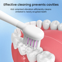 Brosse à dents électrique rotative pour enfants, design crème glacée, 3 modes, étanche IPX7, chargement Type-C, 60 jours d'autonomie, motif dessin animé