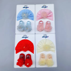 Sombrero de bebé recién nacido, bebé femenino Delgado, sombrero de puerta halógeno, bebé Princesa, <span class=keywords><strong>gorro</strong></span> recién nacido de una sola capa y juego de calcetines - Product Image 6