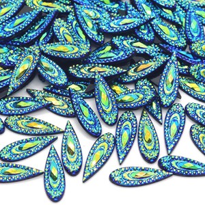 ฟินิกซ์หางเรซินสีสันสดใส<span class=keywords><strong>คิ้ว</strong></span>เพชรอุปกรณ์เสื้อผ้า DIY 7*21มม. ยาวหยดน้ำเรซิ่นพื้นแบนสำหรับทำเครื่องประดับ - Product Image 3