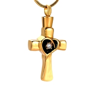 Cristal corazón Cruz ceniza recuerdo cremación ataúd conmemorativo Acero inoxidable celta Cruz corazón urna COLLAR COLGANTE titular medallón