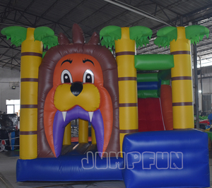 2024 caliente 5x4x4 metros aire inflar León Castillo niños jugar aire inflar tobogán León Casa <span class=keywords><strong>de</strong></span> salto JUMPFUN - Product Image 1
