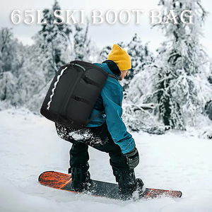 65L Ski <b>Boot</b> Bag Backpack Anti Scratch Goggle Helmet Compartment Reflective Waterproof <b>Standing</b> Mat Snowboard <b>Boots</b> Travel Pack - Product Image 5