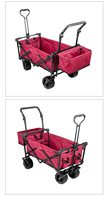 Remorque de camping pliable, chariot de pique-nique portable, auvent pare-soleil avec structure métallique et frein à roue large de 8 pouces