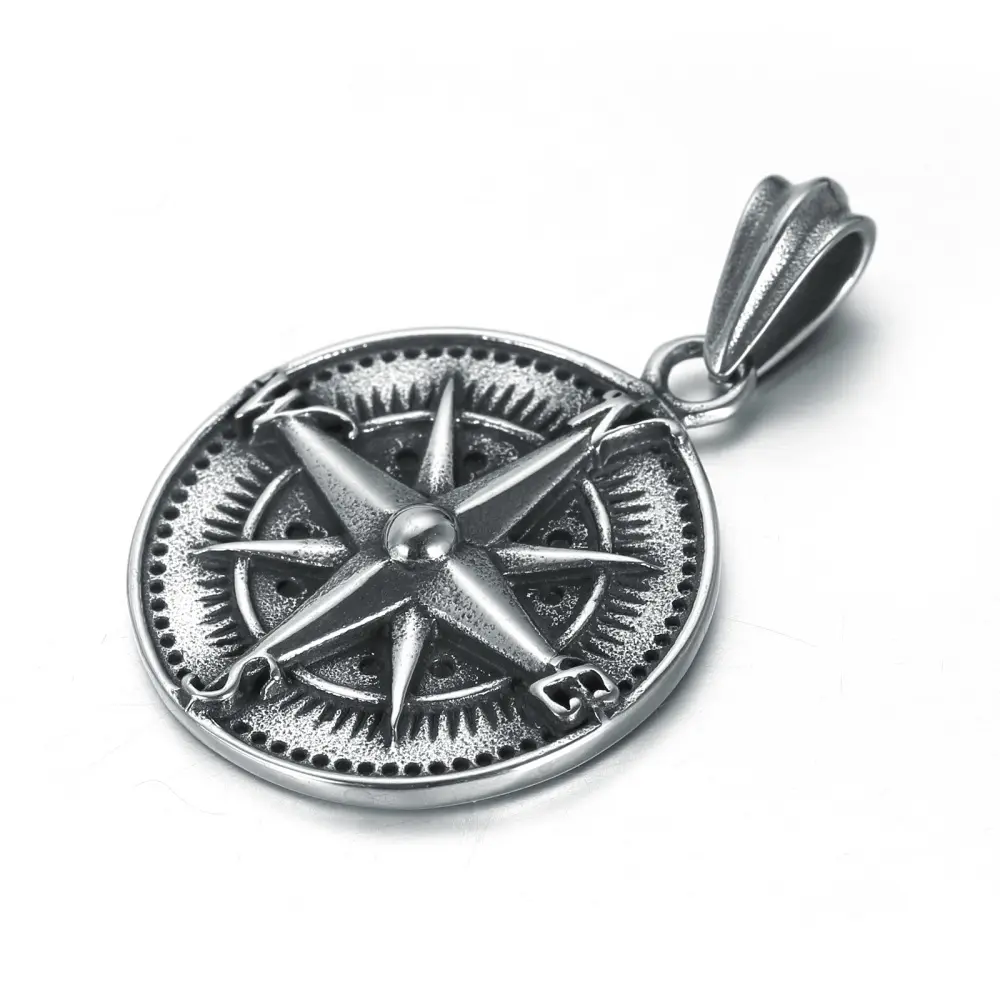 Fashion Hot Selling High Quality Never Fade Stainless Steel Antique Compass Design Pendant Necklace