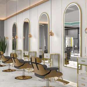 Miroir de <span class=keywords><strong>maquillage</strong></span> LED moderne, miroir de salon pleine longueur avec cadre doré pour salon de <span class=keywords><strong>coiffure</strong></span> <span class=keywords><strong>et</strong></span> usage domestique - Product Image 2