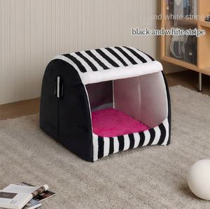 Modern Solid Eco-friendly Winter Velvet Semi-sealed Dog & Cat <b>Bed</b> Pet Tent <b>Nest</b> Detachable for All Sizes - Product Image 3
