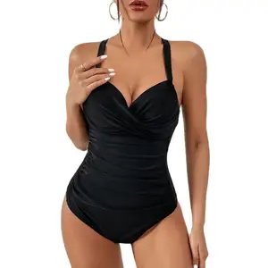 Summer Beach Good quality bari black ridges ring trim over the shoulder woman swimwear sexy swim wear bikini