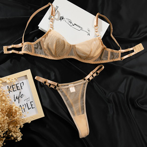 Hot Sale Solid Color Transparent Mesh 2Pcs Lingerie <b>Set</b> <b>Sexy</b> Ultra-thin Women's Bra <b>Set</b> - Product Image 6