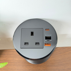Prise encastrée ronde 80 mm avec module à point de faiblesse 1AC (CA) + USB-A + USB-C + 1 interface réseau - Product Image 5